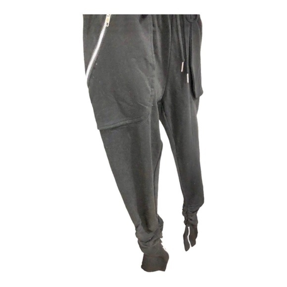 Black‎ zippered rockstar edgy ruched leg hem sweatpants size small new - Picture 14 of 15
